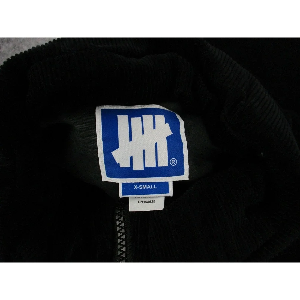 Undefeated Vest Mens Extra Small Black Corduroy Puffer Embroidered Insulated
